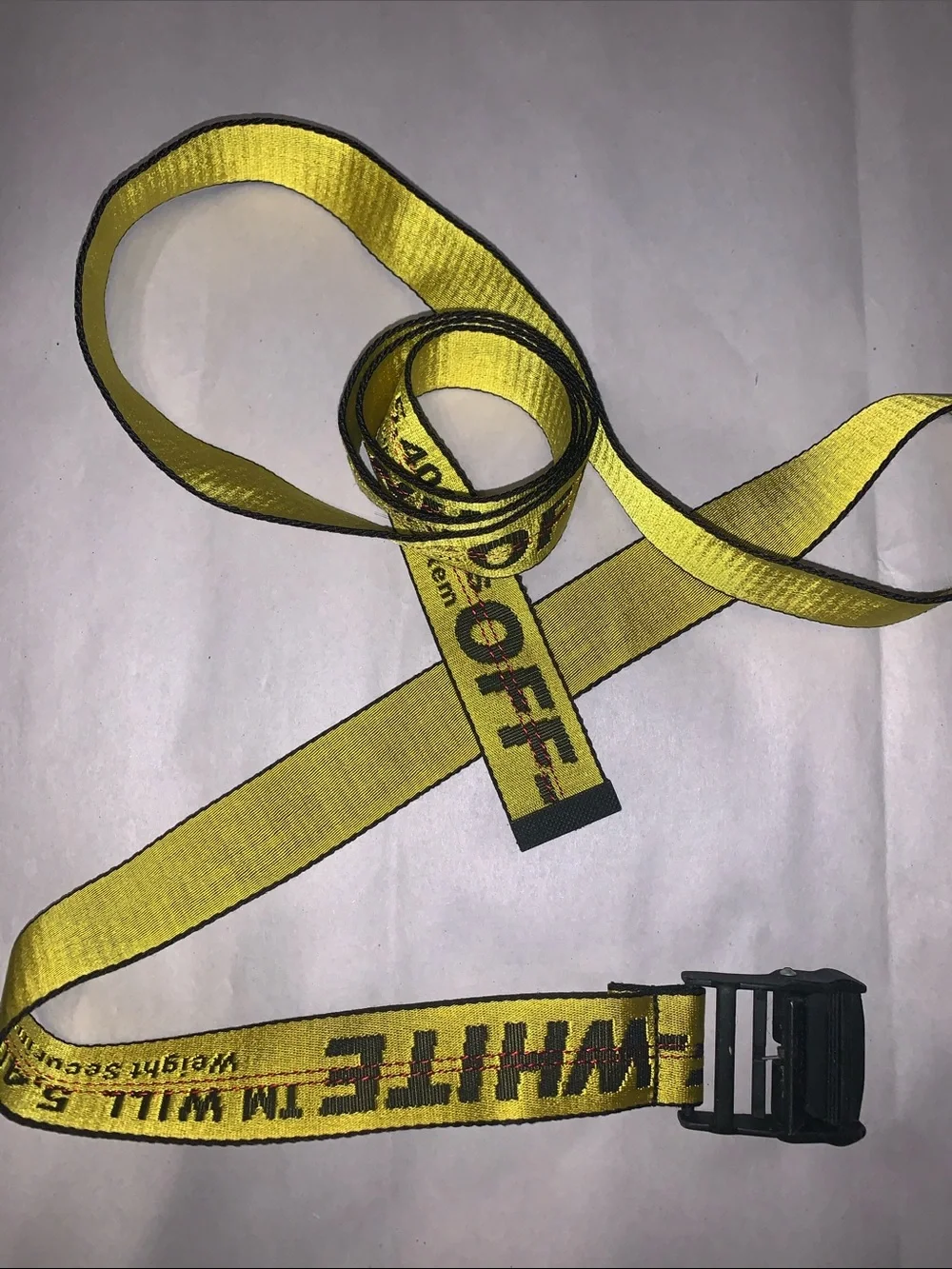 Off-White Yellow Industrial Web Belt with Black Buckle